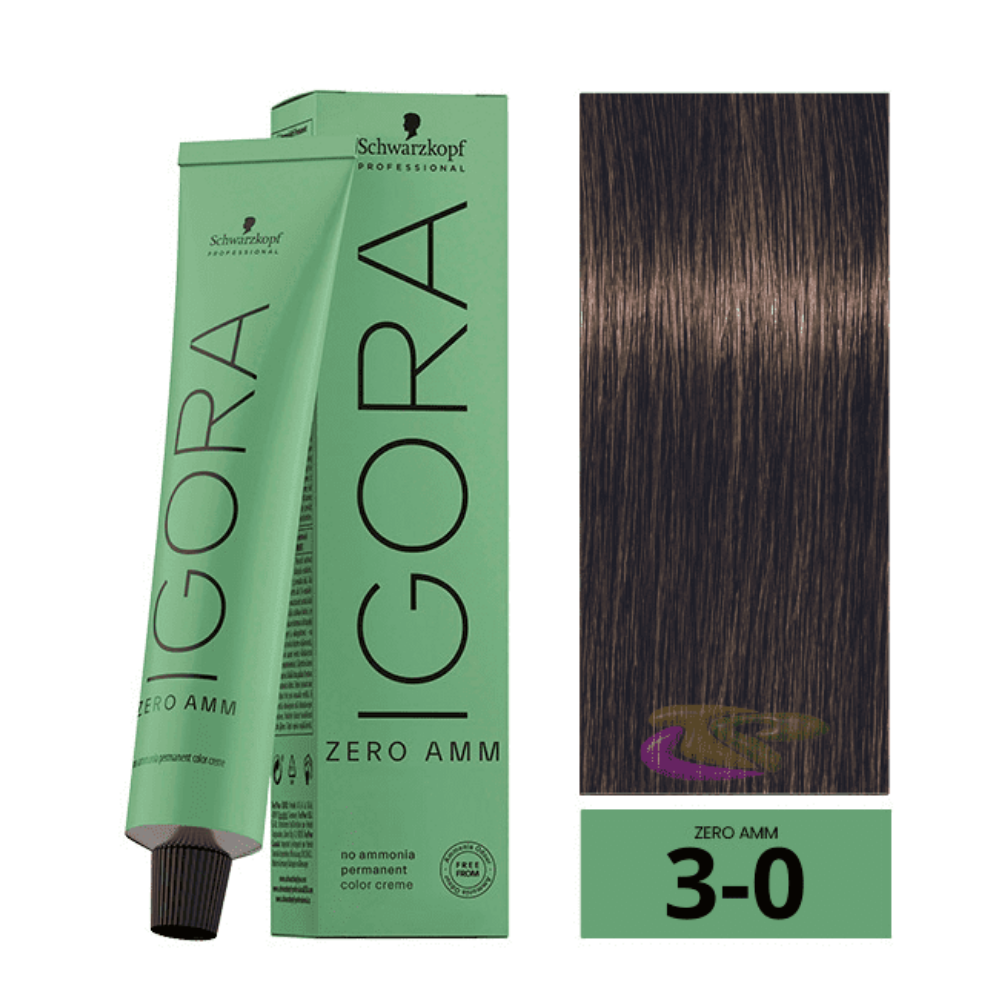 Tinte sin amoniaco Igora Zero 60ml  3-0 castaño oscuro natural